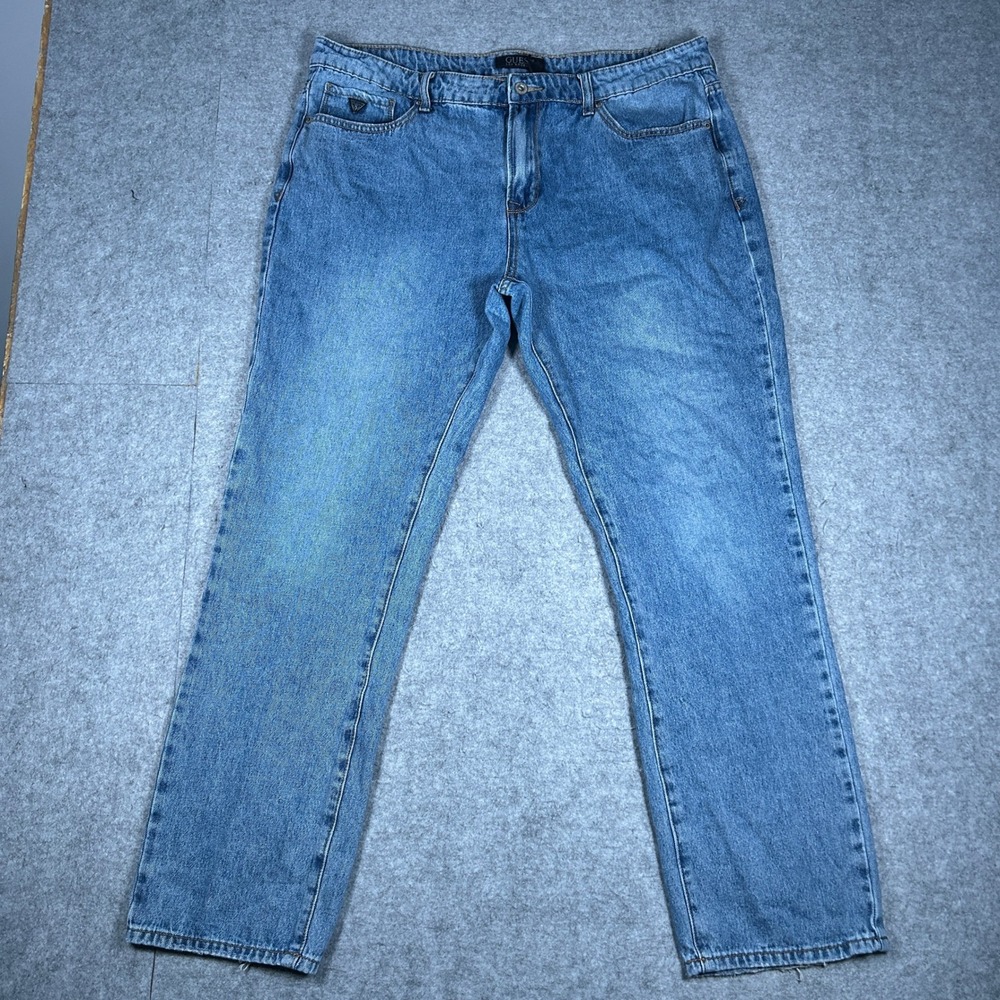 Guess Denim Jeans Mens 38x32 Blue Lincoln Slim Straight Casual Classic Designer